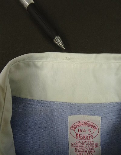 画像4: 90'S BROOKS BROTHERS "MAKERS" オックスフォード タブカラー クレリックシャツ ホワイト/ブルー USA製 (VINTAGE)