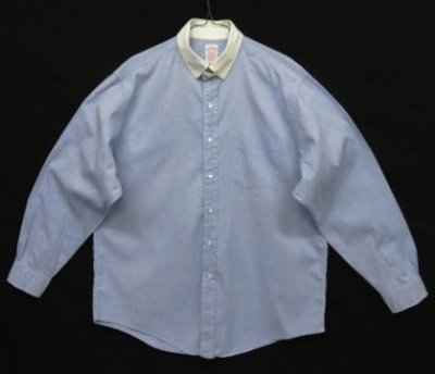 画像1: 90'S BROOKS BROTHERS "MAKERS" オックスフォード タブカラー クレリックシャツ ホワイト/ブルー USA製 (VINTAGE)