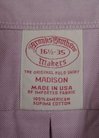 画像2: 90'S BROOKS BROTHERS "MAKERS" マチ付き オックスフォード BDシャツ ライラック USA製 (VINTAGE)