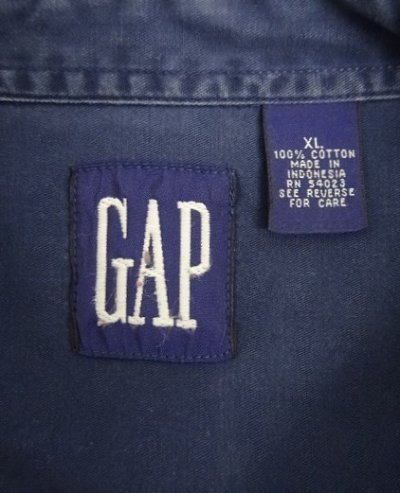 画像2: 90'S GAP 旧タグ ツイル 長袖 ワークシャツ ネイビー (VINTAGE)