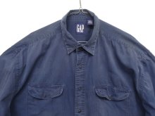 他の写真1: 90'S GAP 旧タグ ツイル 長袖 ワークシャツ ネイビー (VINTAGE)