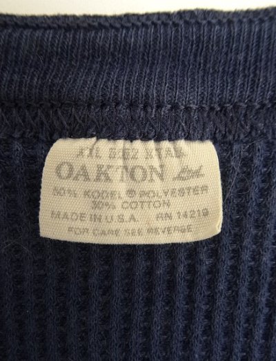 画像2: 80'S OAKTON LTD ヘンリーネック サーマル 長袖 Tシャツ ネイビー USA製 (VINTAGE)
