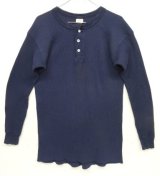 80'S OAKTON LTD ヘンリーネック サーマル 長袖 Tシャツ ネイビー USA製 (VINTAGE)