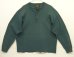 画像1: 90'S EDDIE BAUER 黒タグ シングルステッチ 針抜きリブ 猫目ボタン ヘンリーネック 長袖 Tシャツ ダークグリーン USA製 (VINTAGE) (1)