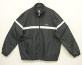 00'S NIKE 胸ロゴ 裏地メッシュ  ライン入り ナイロンジャケット チャコール/ホワイト  (VINTAGE)