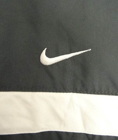 画像3: 00'S NIKE 胸ロゴ 裏地メッシュ  ライン入り ナイロンジャケット チャコール/ホワイト  (VINTAGE)