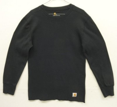 画像1: CARHARTT "FORCE" 裾ロゴ サーマル 長袖 Tシャツ ブラック (VINTAGE)