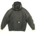 画像1: CARHARTT 袖プリント スウェット パーカー フェードブラック (VINTAGE) (1)