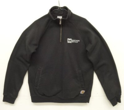 画像1: CARHARTT "NORTHERN METALIC" アメリカ企業物 ハーフジップ スウェットシャツ ブラック (VINTAGE)