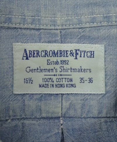 画像2: 80'S ABERCROMBIE & FITCH コットン100% シャンブレー BDシャツ ブルー (VINTAGE)