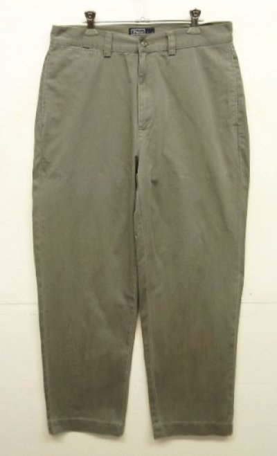 画像1: 90'S RALPH LAUREN "PHILIP PANT" ノープリーツ チノパンツ カーキ (VINTAGE)