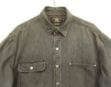 他の写真1: 90'S RRL 初期 三ツ星タグ メタルボタン デニム ワークシャツ ブラック (VINTAGE)