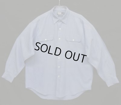 画像1: 90'S RALPH LAUREN "BENFORD" シルク/コットン 長袖シャツ ブルー (VINTAGE)