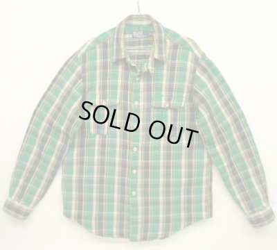 画像1: 90'S RALPH LAUREN チンスト付き 長袖 フランネルシャツ チェック柄 (VINTAGE)