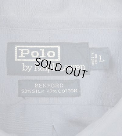 画像2: 90'S RALPH LAUREN "BENFORD" シルク/コットン 長袖シャツ ブルー (VINTAGE)