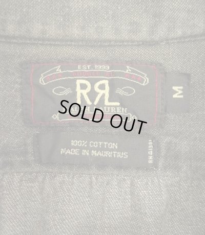 画像2: 90'S RRL 初期 三ツ星タグ メタルボタン デニム ワークシャツ ブラック (VINTAGE)