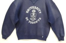 他の写真3: 90'S RUSSELL ATHLETIC 前Vガゼット付き プリント入り クルーネック スウェットシャツ フェードネイビー (VINTAGE)