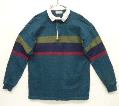 画像1: 80'S LL Bean 脇の下ガゼット付き ラガーシャツ USA製 (VINTAGE)
