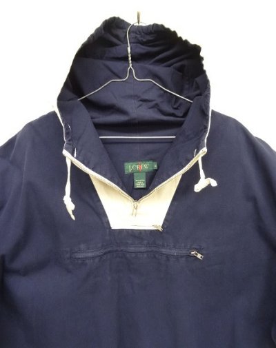 画像3: 90'S J.CREW 旧タグ コットン カラーブロック アノラックパーカー ホワイト/ネイビー (VINTAGE)