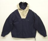 90'S J.CREW 旧タグ コットン カラーブロック アノラックパーカー ホワイト/ネイビー (VINTAGE)