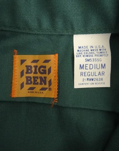 画像2: 70'S BIG BEN 長袖 ワークシャツ ダークグリーン USA製 (VINTAGE)