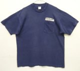 90'S MULLER'S コットン シングルステッチ ポケット付き 半袖 Tシャツ フェードネイビー USA製 (VINTAGE)