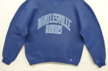 他の写真3: 90'S RUSSELL ATHLETIC 前Vガゼット付き 染み込みプリント クルーネック スウェットシャツ フェードブルー USA製 (VINTAGE)