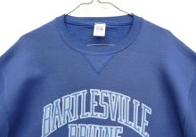 他の写真1: 90'S RUSSELL ATHLETIC 前Vガゼット付き 染み込みプリント クルーネック スウェットシャツ フェードブルー USA製 (VINTAGE)
