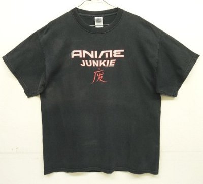 画像1: 00'S FASHION VICTIM "ANIME JUNKIE" 半袖 Tシャツ フェードブラック (VINTAGE)