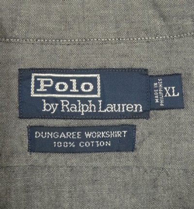 画像2: 90'S RALPH LAUREN "DUNGAREE WORKSHIRT" シャンブレー ワークシャツ ブラック (VINTAGE)