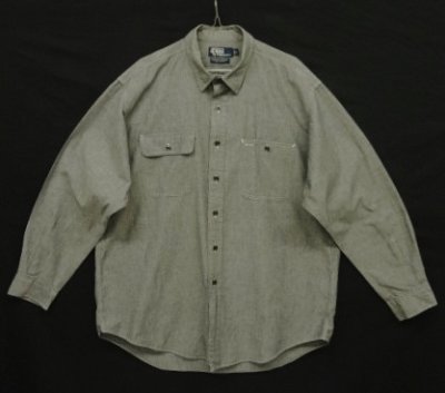 画像1: 90'S RALPH LAUREN "DUNGAREE WORKSHIRT" シャンブレー ワークシャツ ブラック (VINTAGE)