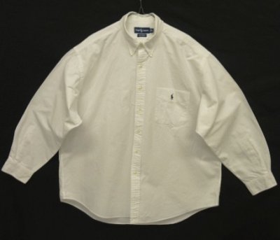 画像1: 90'S RALPH LAUREN "BIG SHIRT" オックスフォード 長袖 BDシャツ ホワイト (VINTAGE)
