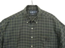 他の写真1: 90'S RALPH LAUREN "BIG SHIRT" 同色ロゴ コットンビエラ 長袖 BDシャツ チェック柄 (VINTAGE)