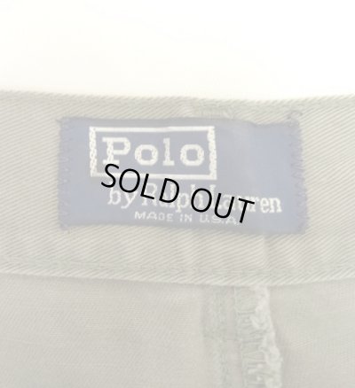 画像2: 90'S RALPH LAUREN "ボックスロゴ" ツープリーツ チノパンツ カーキ USA製 (VINTAGE)