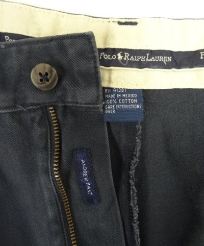 画像2: 90'S RALPH LAUREN "ANDREW PANT" ツープリーツ チノパンツ ネイビー (VINTAGE)