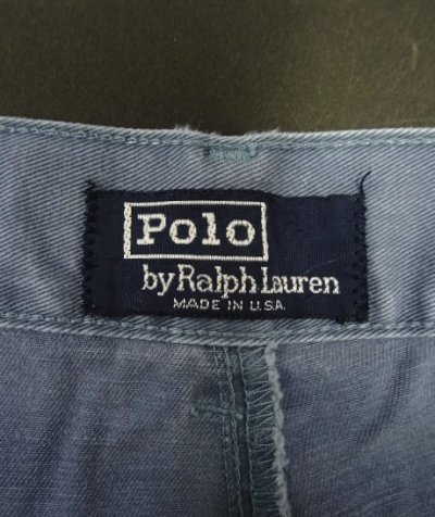 画像2: 90'S RALPH LAUREN "ボックスロゴ" ツープリーツ チノパンツ ブルー USA製 (VINTAGE)