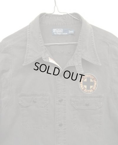 画像3: 90'S RALPH LAUREN チンスト付き バックステンシル ワークシャツ ブラック (VINTAGE)