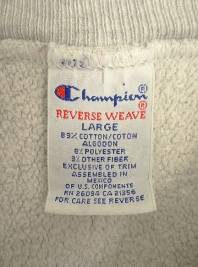 画像2: 90'S CHAMPION 刺繍タグ リバースウィーブ ヘザーグレー メキシコ製 (VINTAGE)