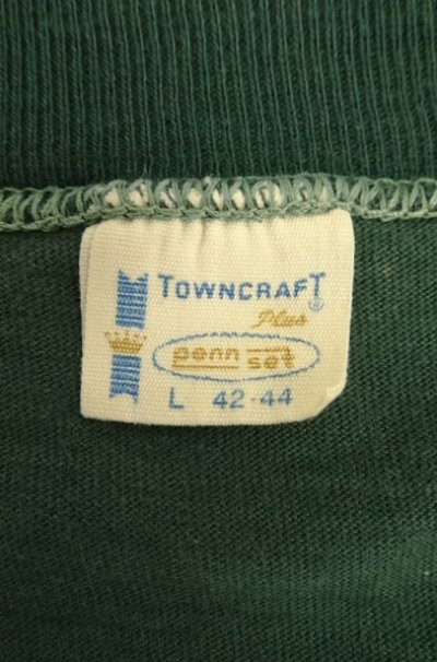 画像2: 70'S TOWNCRAFT シングルステッチ 耳付きポケット 半袖 Tシャツ ダークグリーン (VINTAGE)