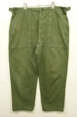 60'S アメリカ軍 US ARMY "OG107" 初期モデル コットンサテン 平ボタン ベイカーパンツ L (VINTAGE)