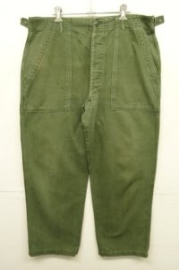 60'S アメリカ軍 US ARMY "OG107" 初期モデル コットンサテン 平ボタン ベイカーパンツ L (VINTAGE)