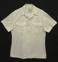 50'S アメリカ軍 USMA "CADET STORE WEST POINT" コットンツイル 半袖 オープンカラーシャツ ホワイト (VINTAGE)