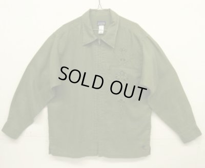 画像1: 04'S PATAGONIA "RHYTHM" 刺繍入り ヘンプ 長袖 フルジップシャツ オリーブ (VINTAGE)