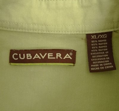 画像2: CUBAVERA ラミー/レーヨン 同色刺繍入り 半袖 シャツ ライトグリーン (VINTAGE)