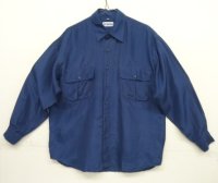 FRATELLO フラップ付きポケット 長袖 シルクシャツ ダークブルー (VINTAGE)