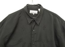 他の写真1: BUGGLE BOY レーヨン/ナイロン 同色刺繍入り 長袖 シャツ ブラック (VINTAGE)