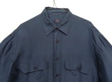 他の写真1: DANIEL HECHTER フラップ付きポケット 長袖 シルクシャツ ネイビー (VINTAGE)