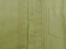 他の写真2: CUBAVERA ラミー/レーヨン 同色刺繍入り 半袖 シャツ ライトグリーン (VINTAGE)