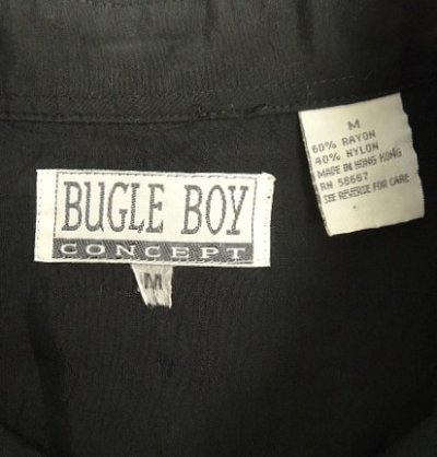 画像2: BUGGLE BOY レーヨン/ナイロン 同色刺繍入り 長袖 シャツ ブラック (VINTAGE)