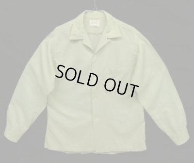 画像1: 60'S TOWNCRAFT 長袖 オープンカラーシャツ ライトグリーン (VINTAGE)